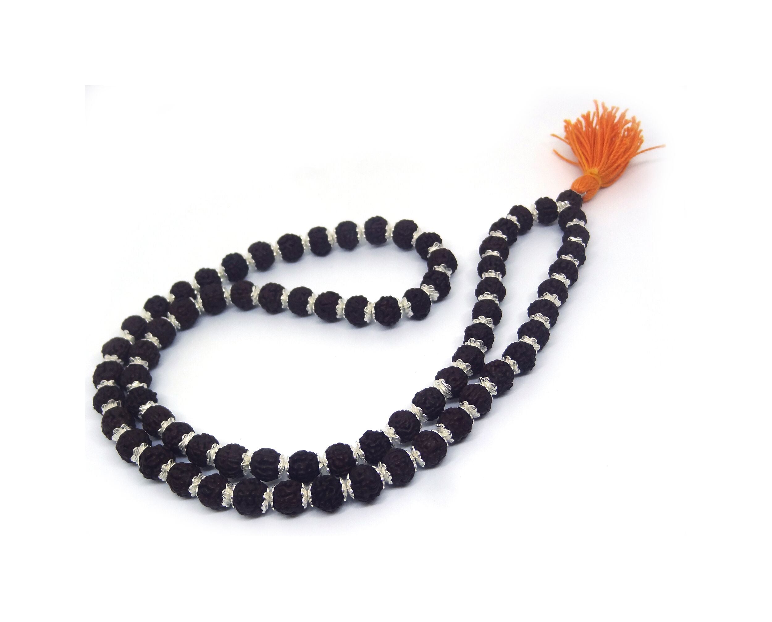 Rudraksha Mala 72 +1 Beads in Silver Caps