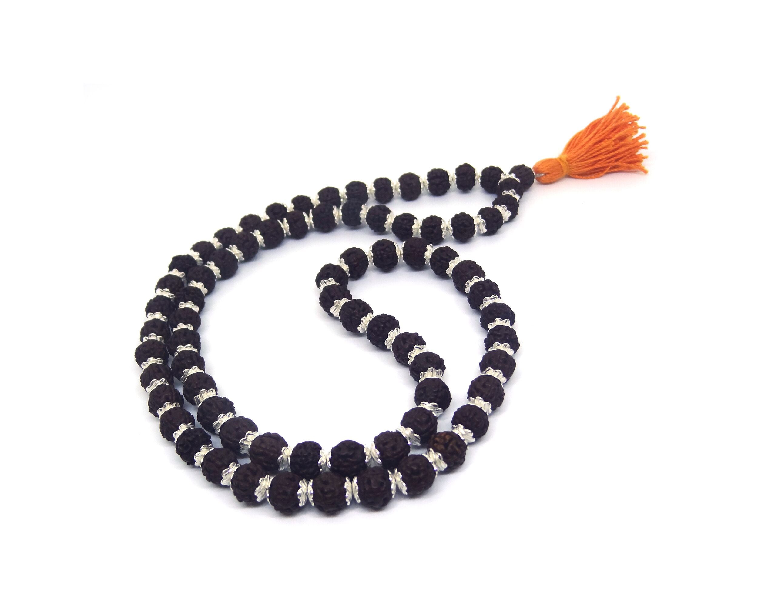 Rudraksha Mala 72 +1 Beads in Silver Caps