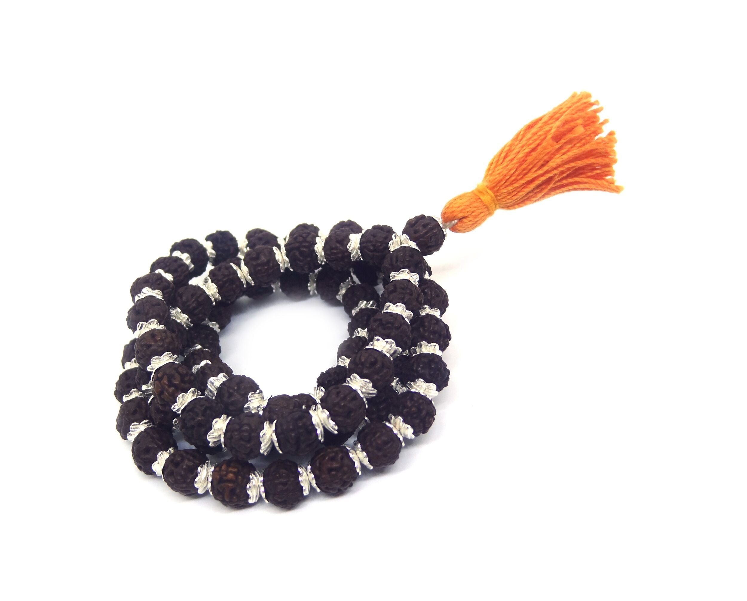 Rudraksha Mala 72 +1 Beads in Silver Caps