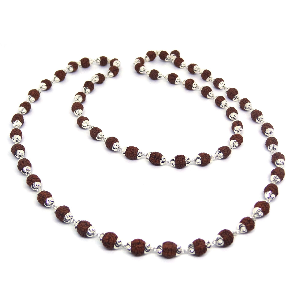 5 Mukhi Rudraksha Mala In Silver