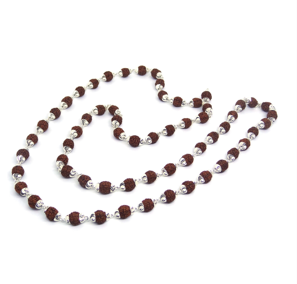 5 Mukhi Rudraksha Mala In Silver