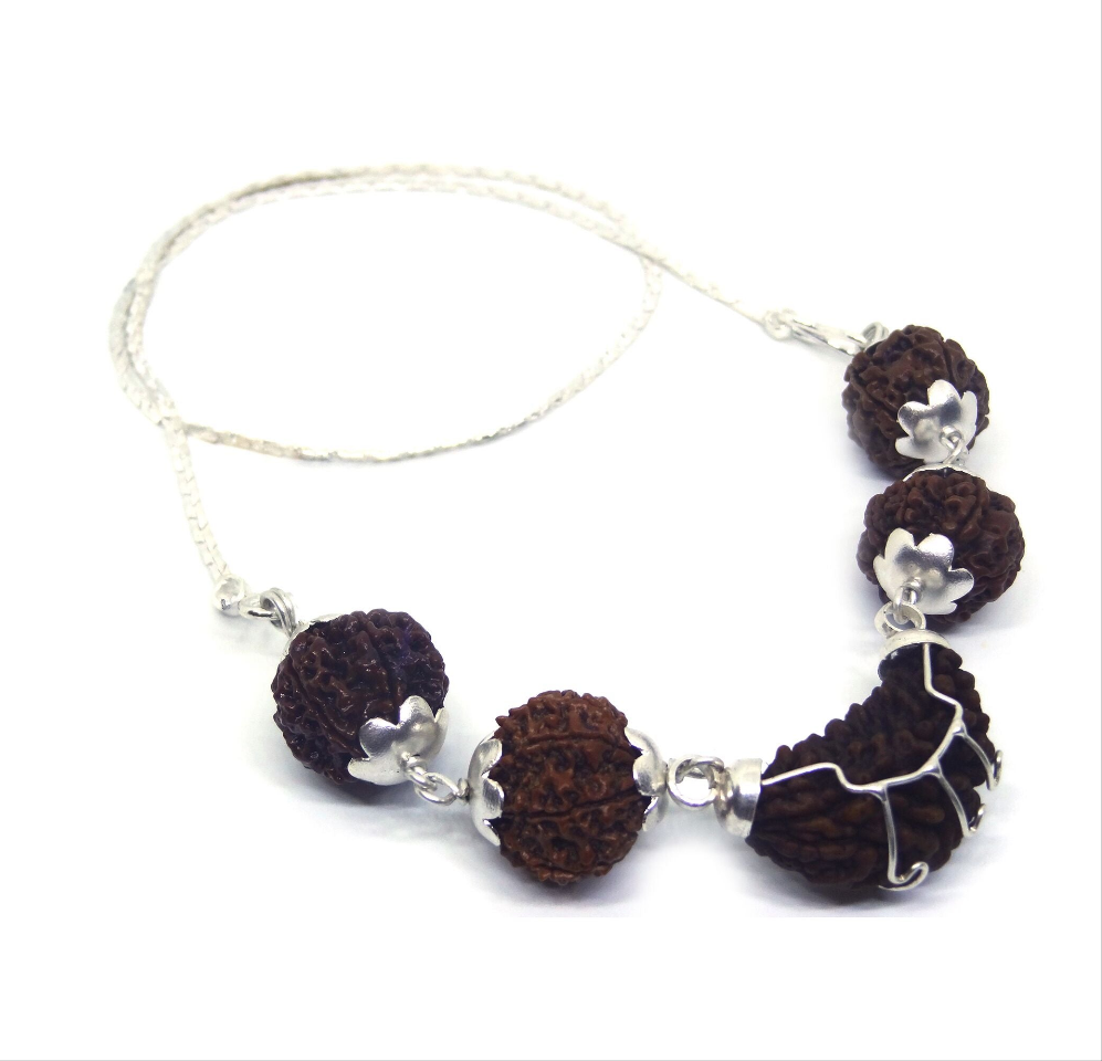 1 Face with 4, 5, 6, 7 Mukhi Rudraksha Kavach in Silver