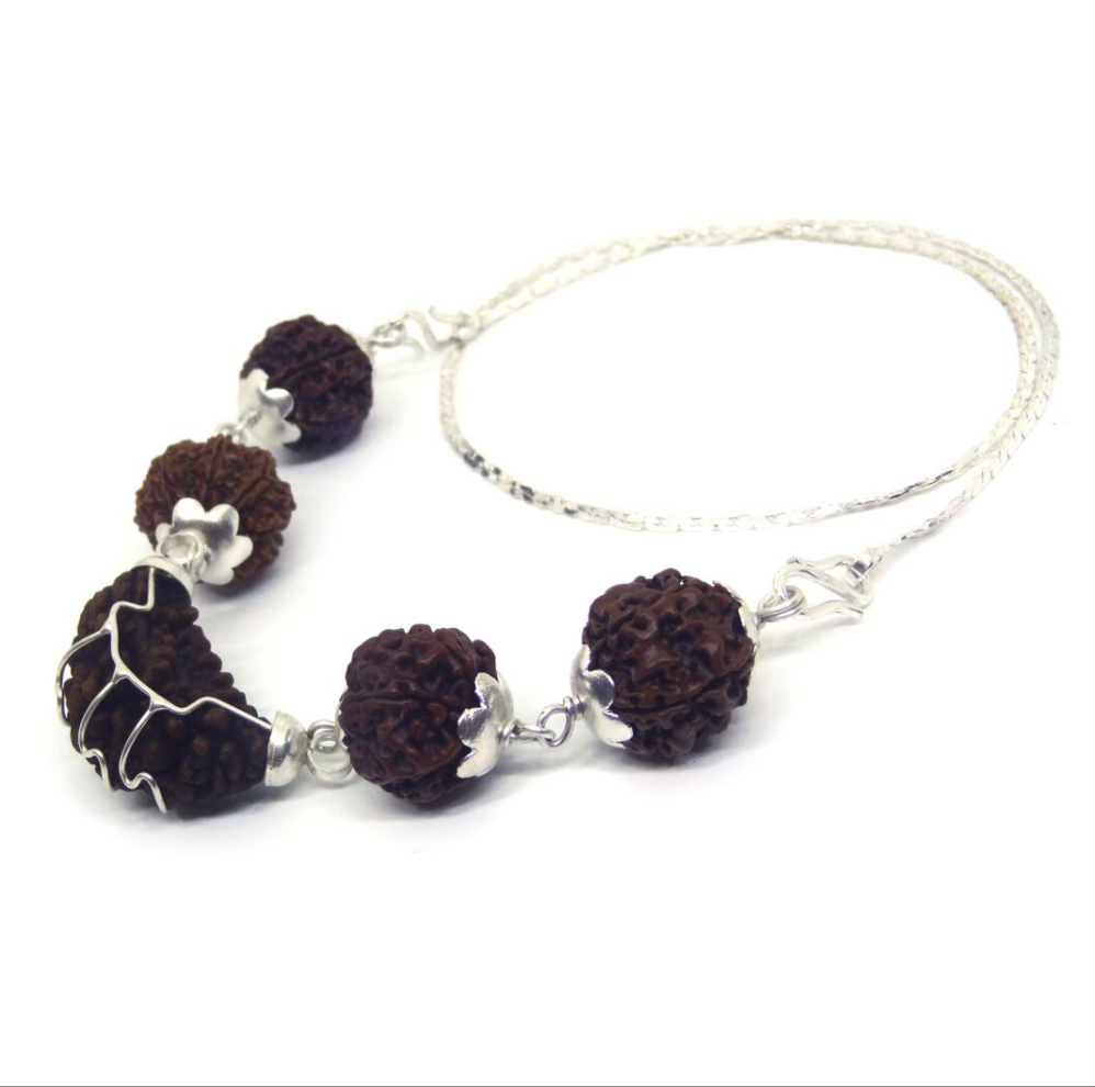 1 Face with 4, 5, 6, 7 Mukhi Rudraksha Kavach in Silver