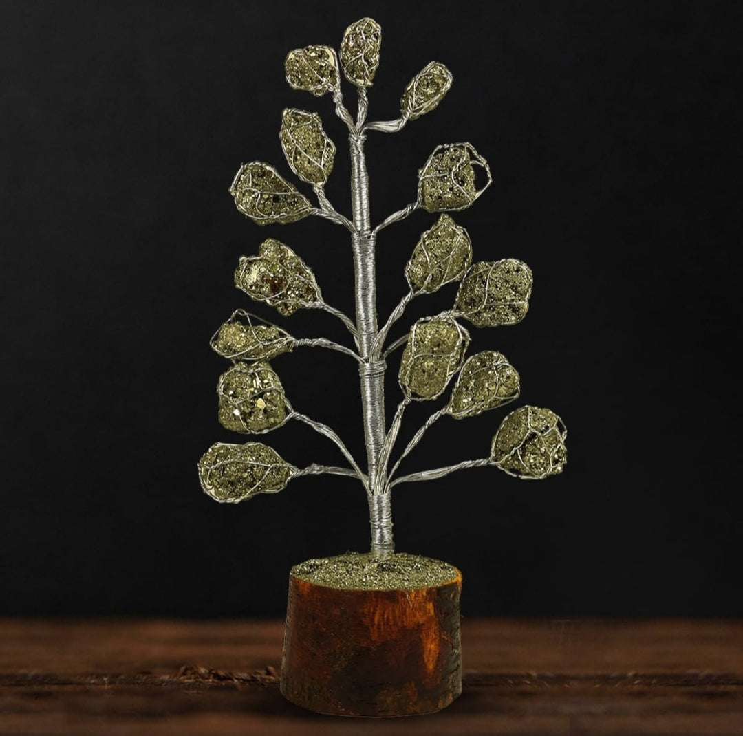 Pyrite Stone Tree + Free 5 Mukhi Rudraksha