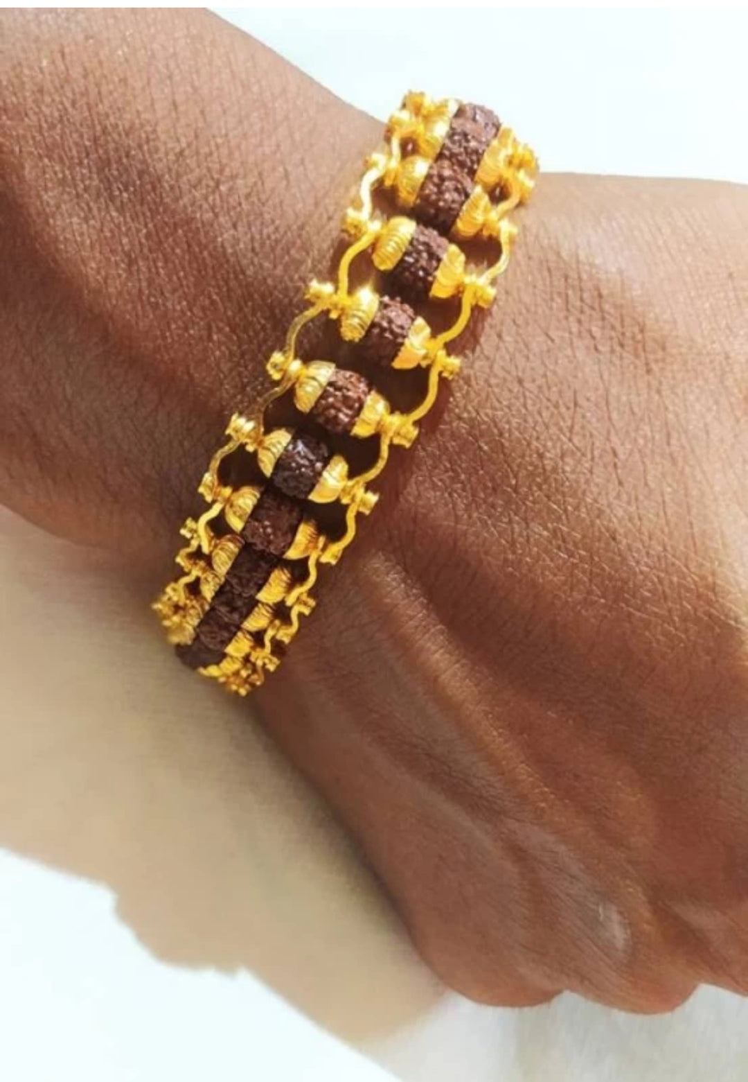 Gold Plated Rudraksha Bracelet + Free 5 Mukhi Rudraksha