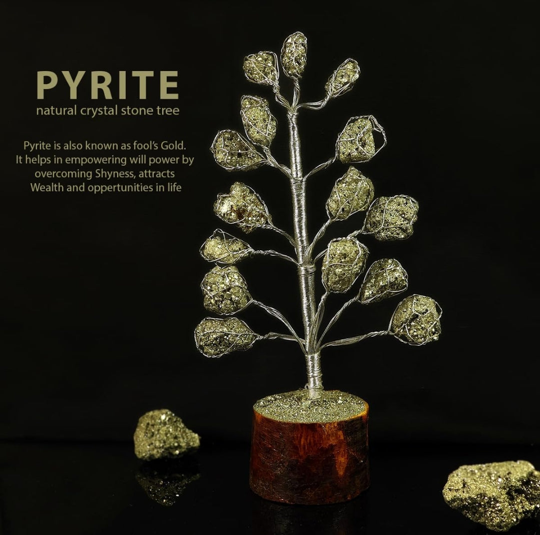 Pyrite Stone Tree + Free 5 Mukhi Rudraksha