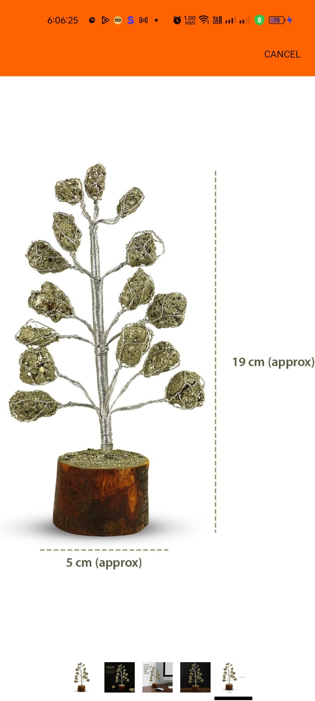 Pyrite Stone Tree + Free 5 Mukhi Rudraksha