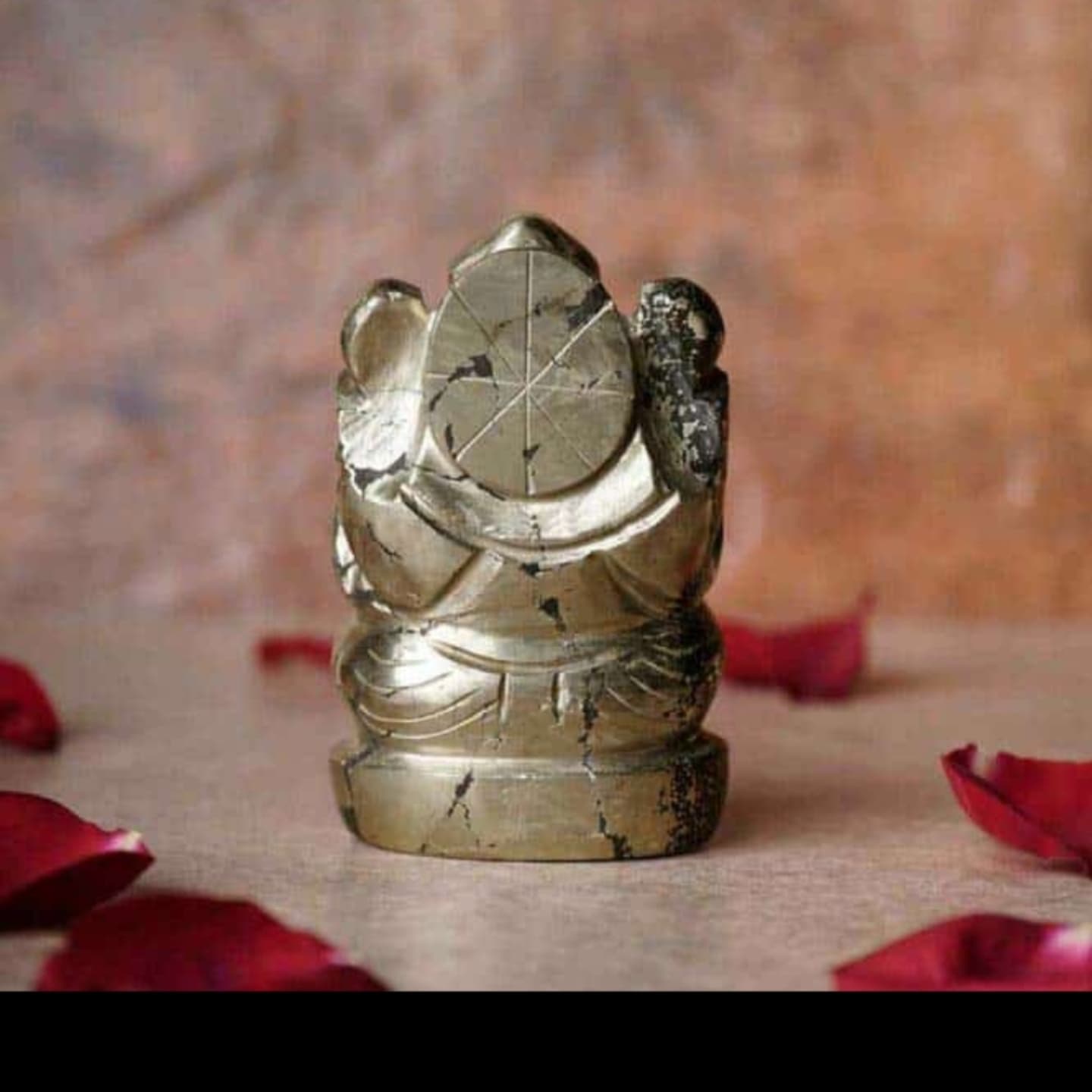 Pyrite Stone Ganpati Statue + Free 5 Mukhi Rudraksha